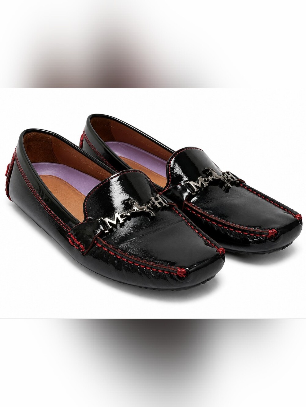 MH Mario Hernandez Charol Patent Leather Driving Loafers Brazil EU 38 Black Prep